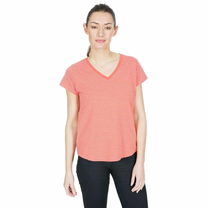 Konnie VNeck TShirt Peach Stripe Women Trespass TShirts