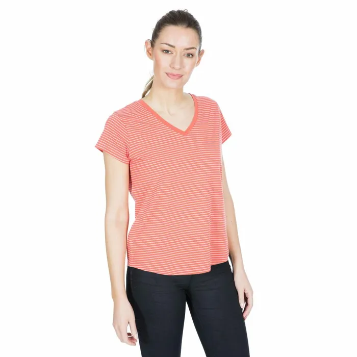 Konnie VNeck TShirt Peach Stripe Women Trespass TShirts