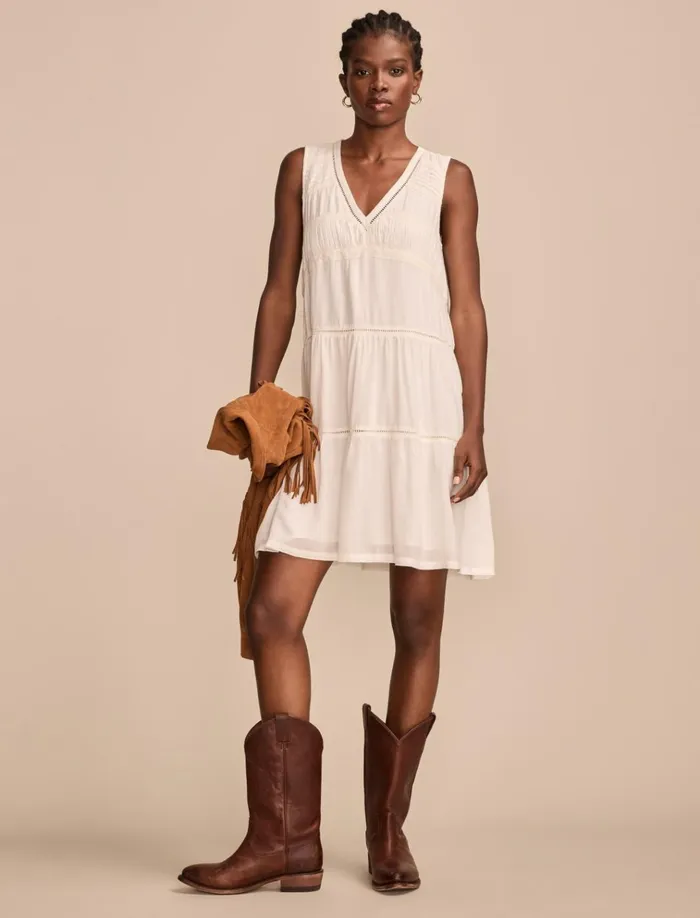 Lace Trimmed Tank Mini Dress Whisper White Women Lucky Brand Dresses