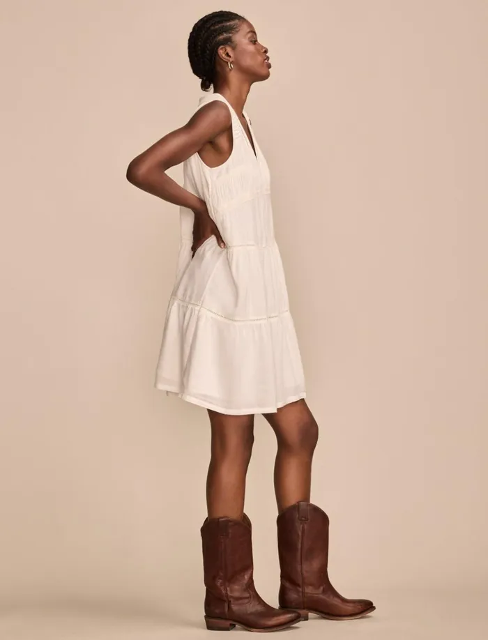 Lace Trimmed Tank Mini Dress Whisper White Women Lucky Brand Dresses