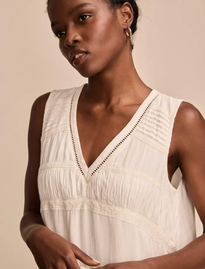 Lace Trimmed Tank Mini Dress Whisper White Women Lucky Brand Dresses