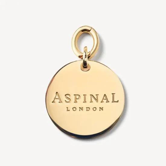Large Disc Necklace and Bracelet Charm 18ct Gold On Sterling Silver Women Aspinal Of London Jewellery Charms Large Disc Necklace and Bracelet Charm 18ct Gold On Sterling Silver Women Aspinal Of London Jewellery Charms