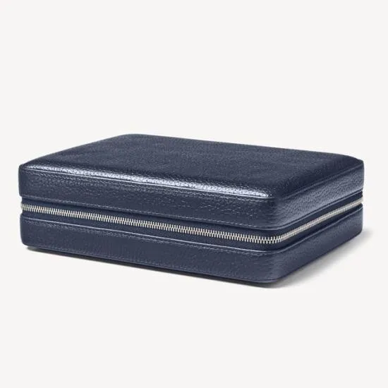 Large Travel Jewellery Case Navy Pebble Women Aspinal Of London Jewellery Boxes