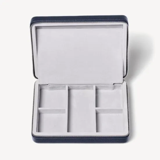 Large Travel Jewellery Case Navy Pebble Women Aspinal Of London Jewellery Boxes