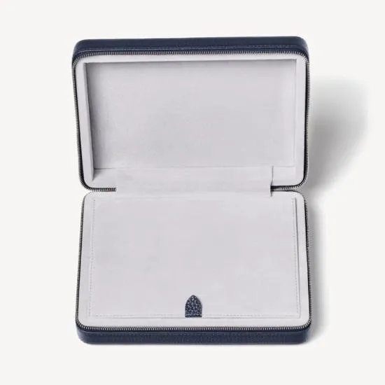 Large Travel Jewellery Case Navy Pebble Women Aspinal Of London Jewellery Boxes