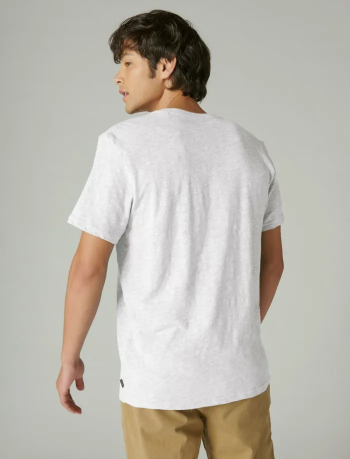 Linen Short Sleeve Henley Bright White Men Lucky Brand Shirts and Tops