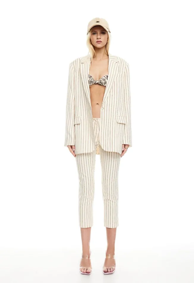 Lioness Fashion LES DEUX BLAZER Cream Stripe Women Sets and Coords Lioness Fashion LES DEUX BLAZER Cream Stripe Women Sets and Coords