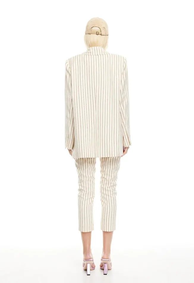 Lioness Fashion LES DEUX BLAZER Cream Stripe Women Sets and Coords Lioness Fashion LES DEUX BLAZER Cream Stripe Women Sets and Coords