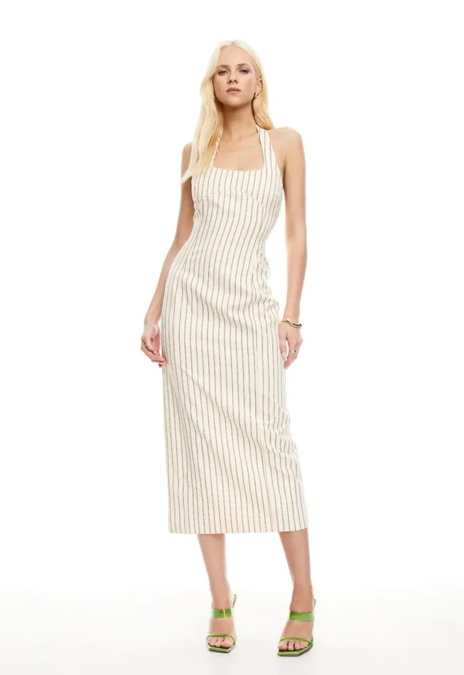 Lioness Fashion LES DEUX MIDI DRESS Cream Stripe Women Dresses