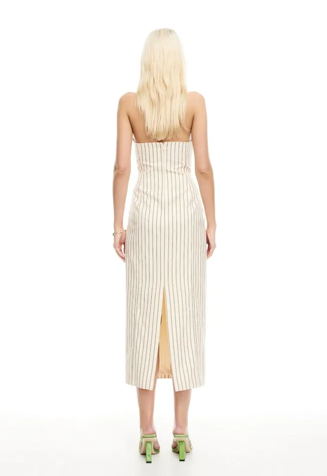 Lioness Fashion LES DEUX MIDI DRESS Cream Stripe Women Dresses Lioness Fashion LES DEUX MIDI DRESS Cream Stripe Women Dresses