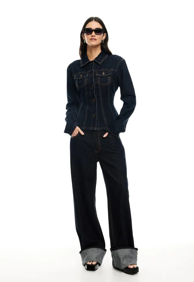 Lioness Fashion TOP MODEL CUFFED JEAN Dark Denim Women Denim