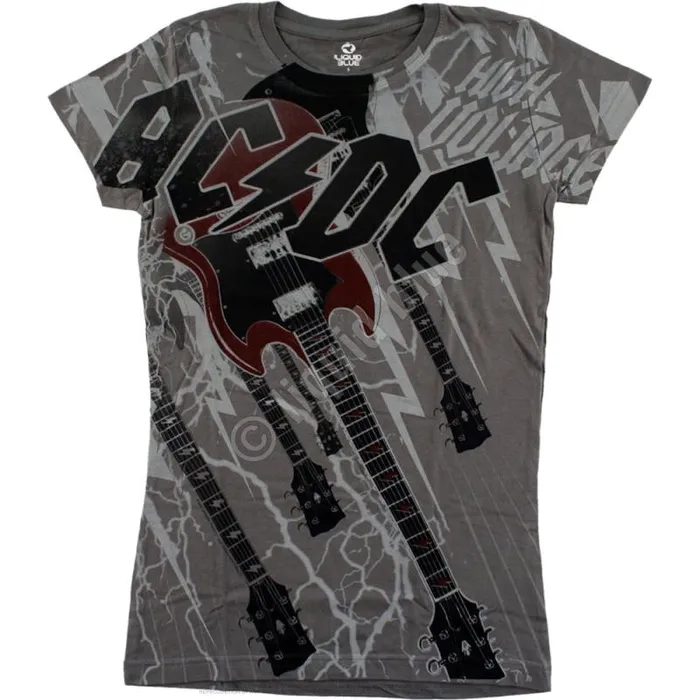 Liquid Blue Juniors Long Length Women High Voltage Grey Juniors Long Length TShirt