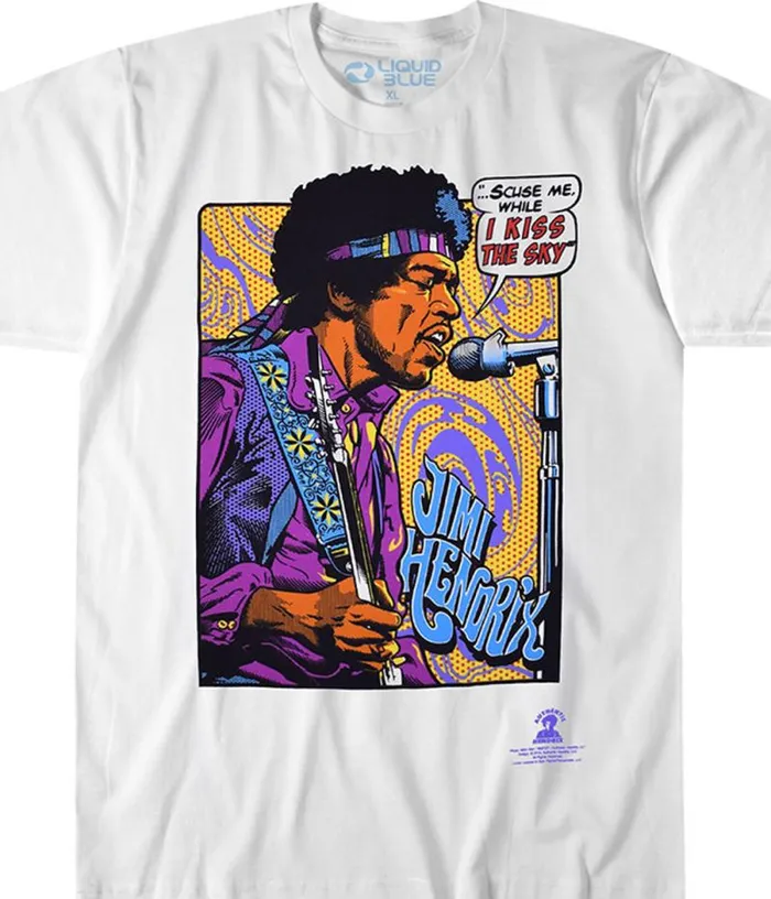 Liquid Blue TShirt Men Hendrix Pop Art White TShirt