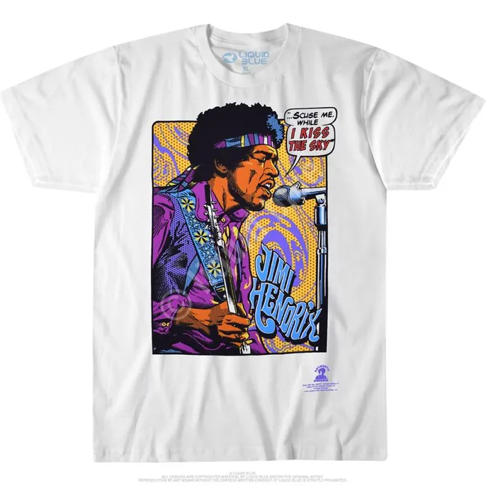 Liquid Blue TShirt Men Hendrix Pop Art White TShirt