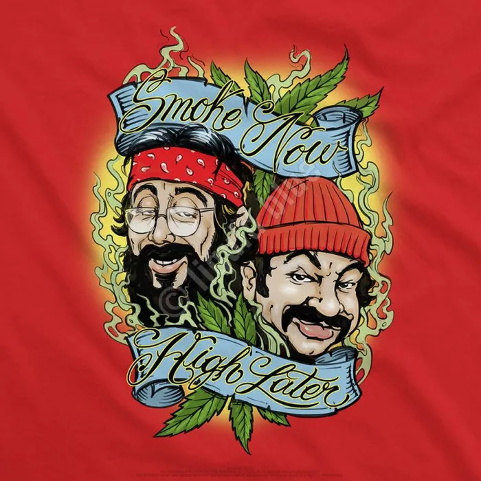 Liquid Blue TShirt Men Smoke Now High Later Red TShirt