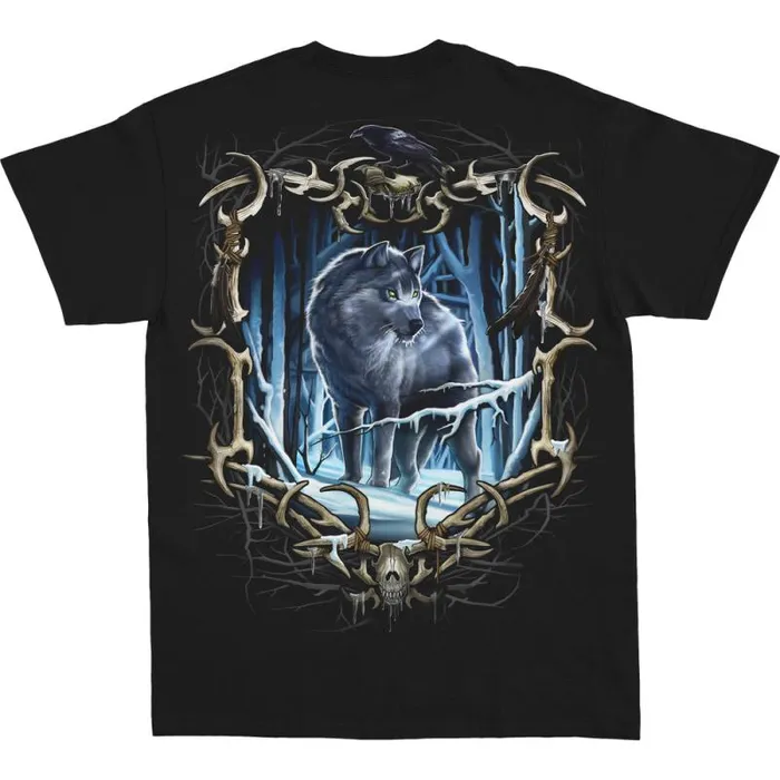 Liquid Blue TShirt Men Wolf Run Black TShirt