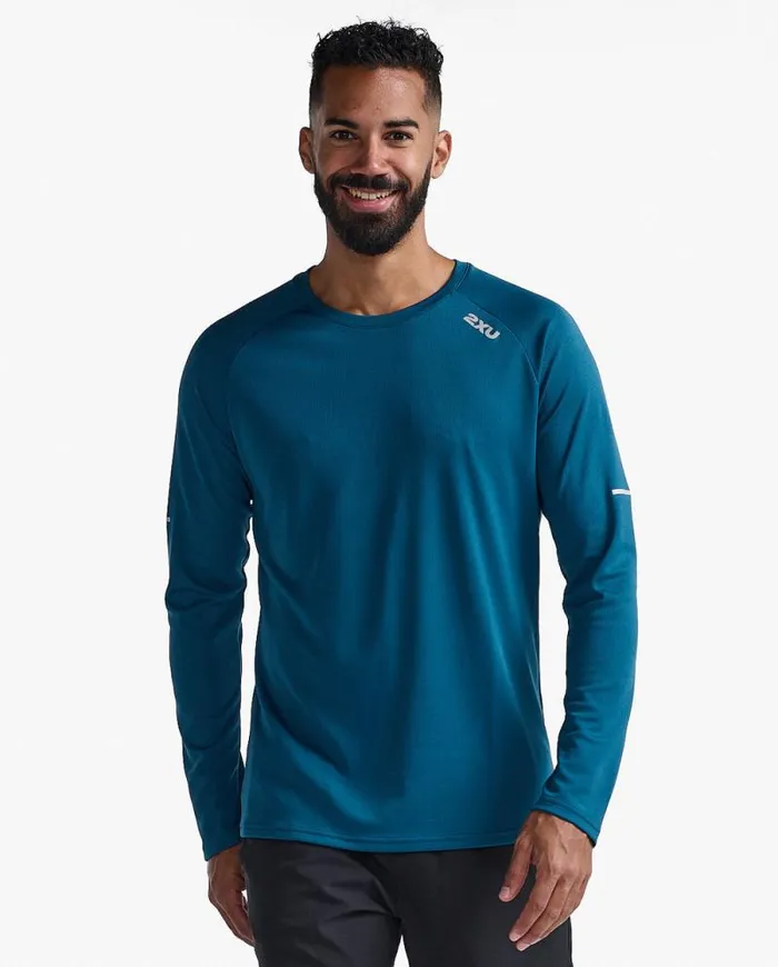 Long Sleeve and Jumpers Mens 2XU Aero Long Sleeve Majolsilver Reflective