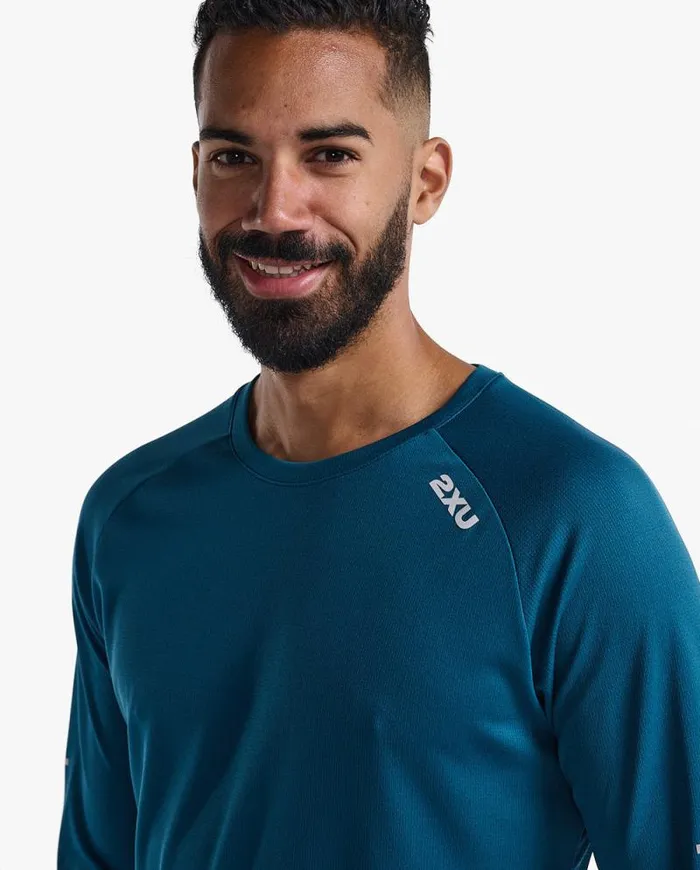 Long Sleeve and Jumpers Mens 2XU Aero Long Sleeve Majolsilver Reflective
