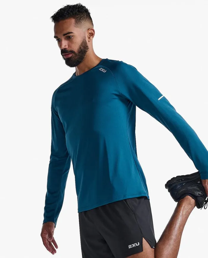 Long Sleeve and Jumpers Mens 2XU Aero Long Sleeve Majolsilver Reflective