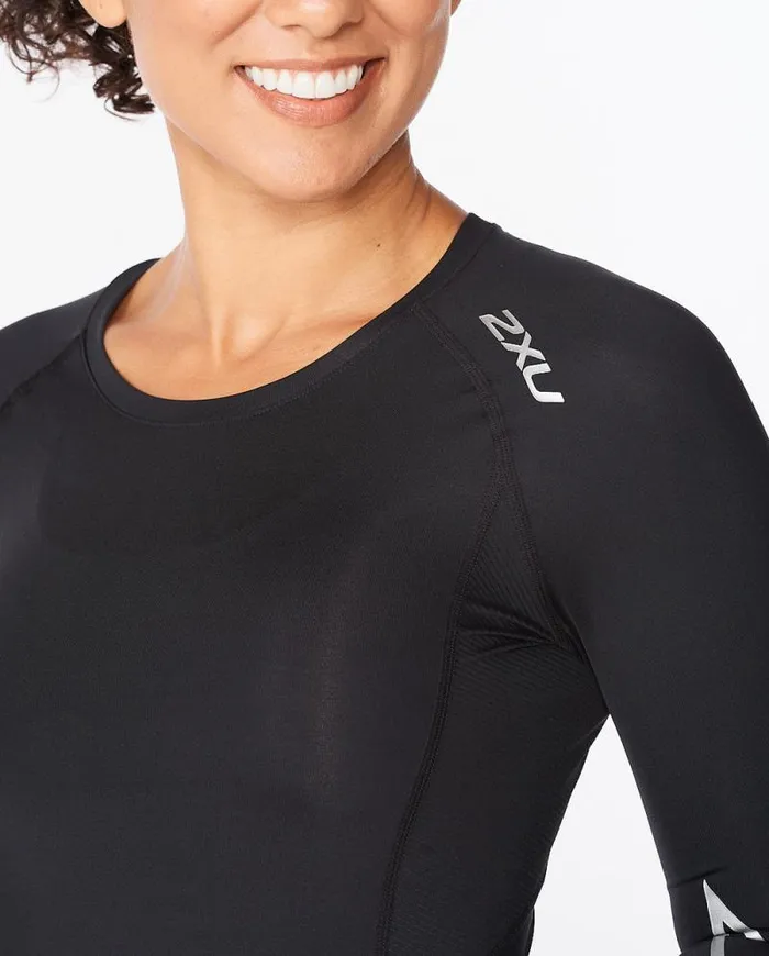 Long Sleeve and Jumpers Womens 2XU Core Compression Long Sleeve Blacksilver