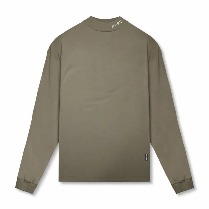Long Sleeves Men ASRV CottonPlus Mock Neck Long Sleeve Faded Olive