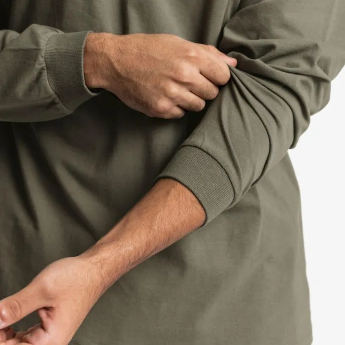 Long Sleeves Men ASRV CottonPlus Mock Neck Long Sleeve Faded Olive