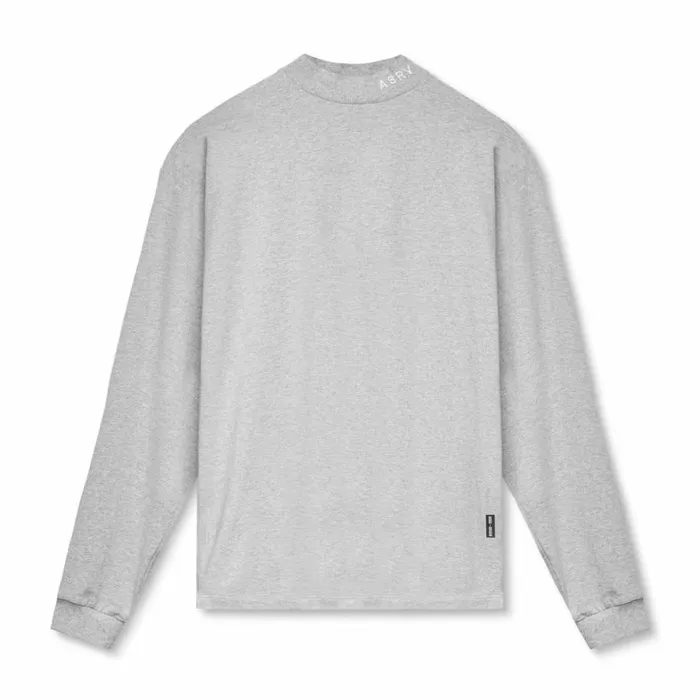 Long Sleeves Men ASRV CottonPlus Mock Neck Long Sleeve Heather Grey