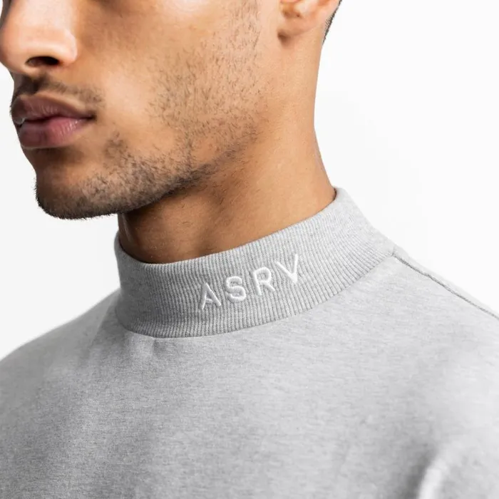 Long Sleeves Men ASRV CottonPlus Mock Neck Long Sleeve Heather Grey