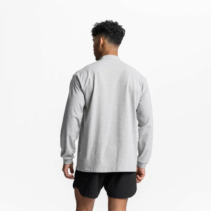 Long Sleeves Men ASRV CottonPlus Mock Neck Long Sleeve Heather Grey