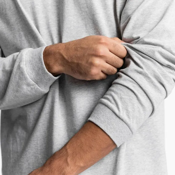 Long Sleeves Men ASRV CottonPlus Mock Neck Long Sleeve Heather Grey