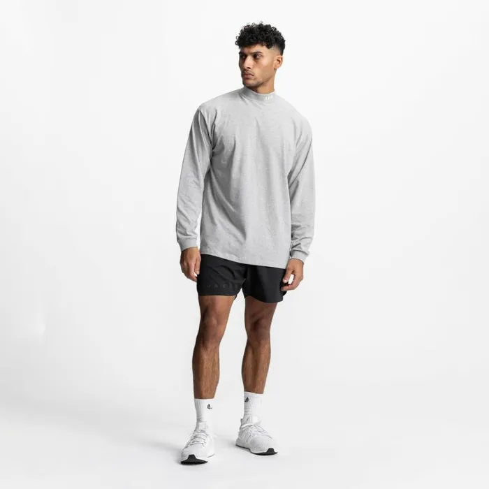 Long Sleeves Men ASRV CottonPlus Mock Neck Long Sleeve Heather Grey