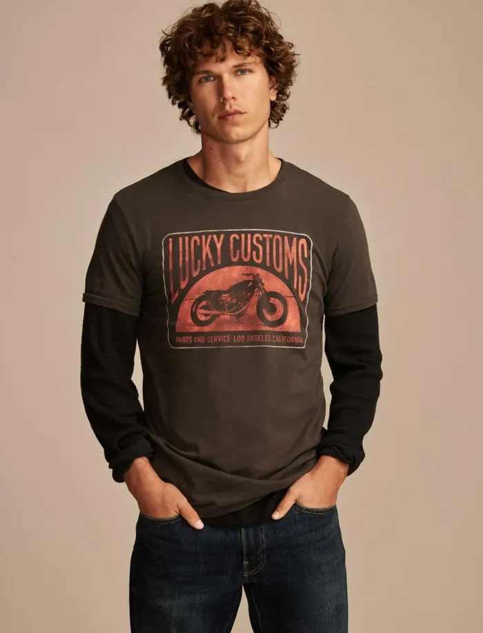 Lucky Customs Raven Men Lucky Brand Graphic Tees