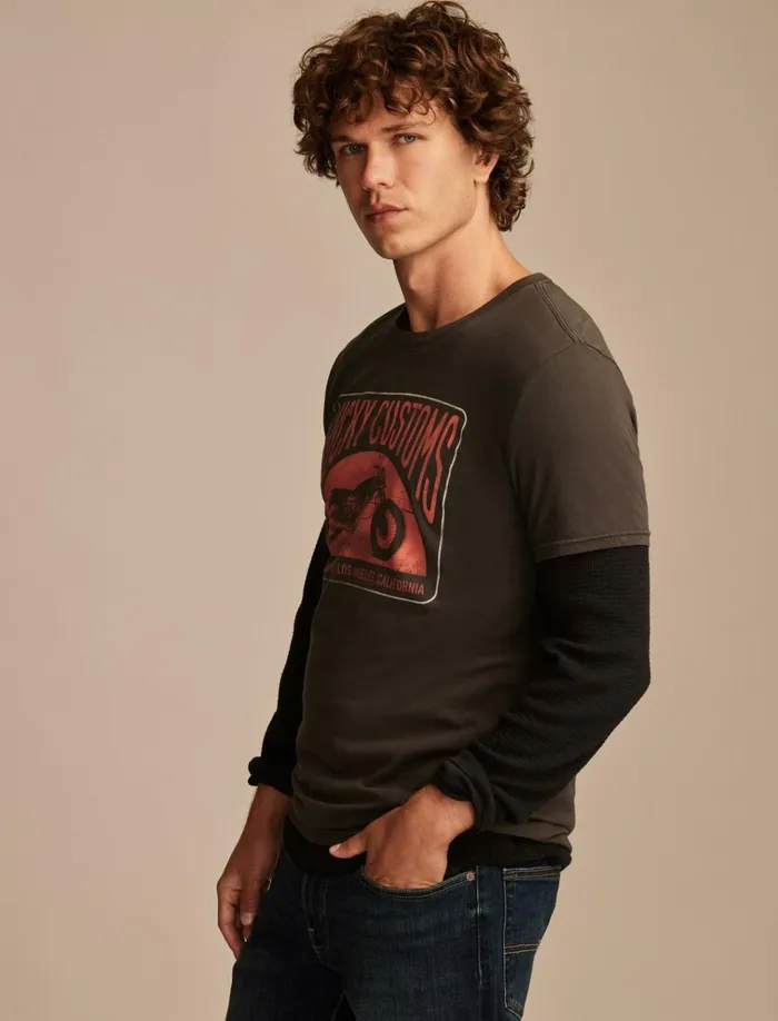 Lucky Customs Raven Men Lucky Brand Graphic Tees