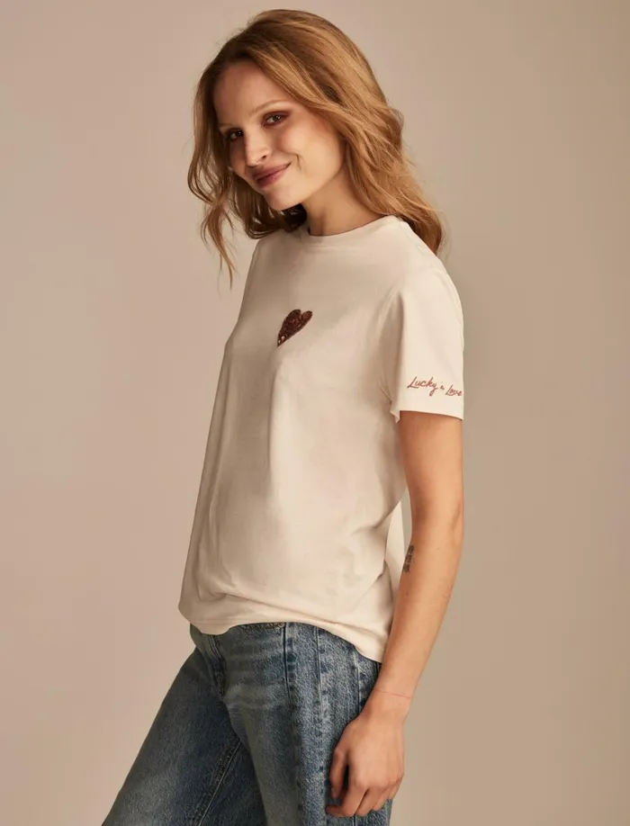 Lucky In Love Boyfriend Tee Soft Pink Women Lucky Brand Graphic Tees
