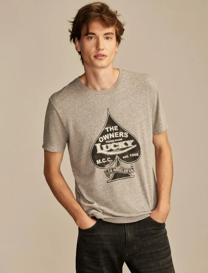 Lucky Spade Heather Grey Men Lucky Brand Graphic Tees