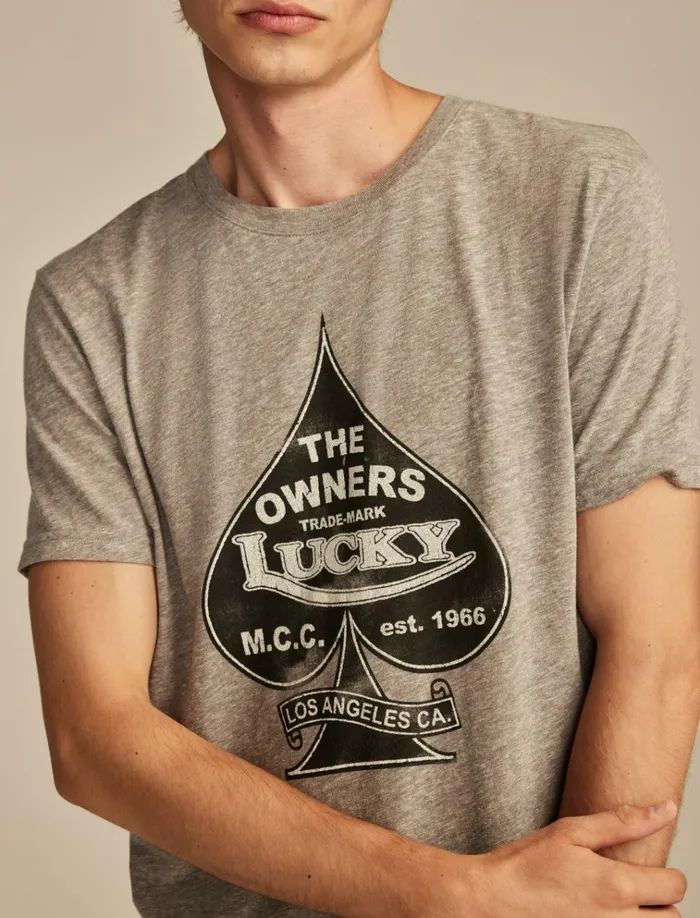Lucky Spade Heather Grey Men Lucky Brand Graphic Tees