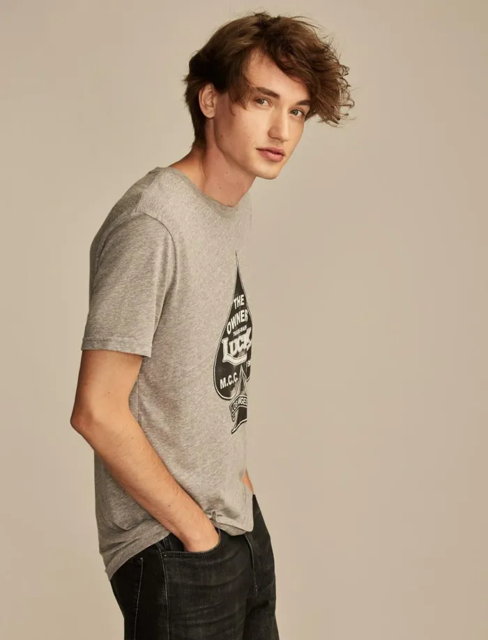 Lucky Spade Heather Grey Men Lucky Brand Graphic Tees
