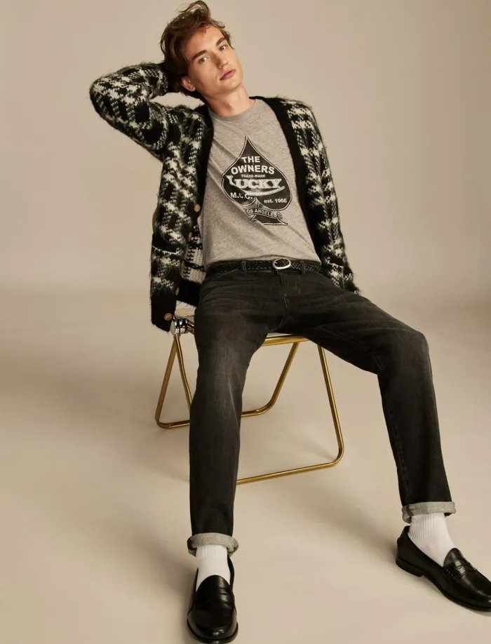 Lucky Spade Heather Grey Men Lucky Brand Graphic Tees