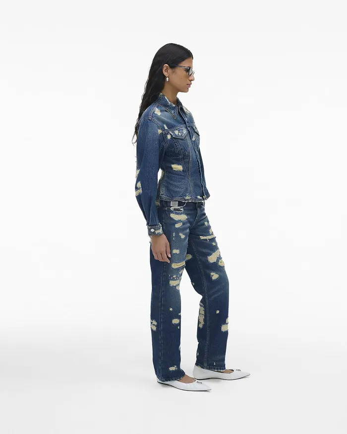 Marc Jacobs Outerwear Women The Rip And Repair Fluted Denim Jacket Punk Indigo