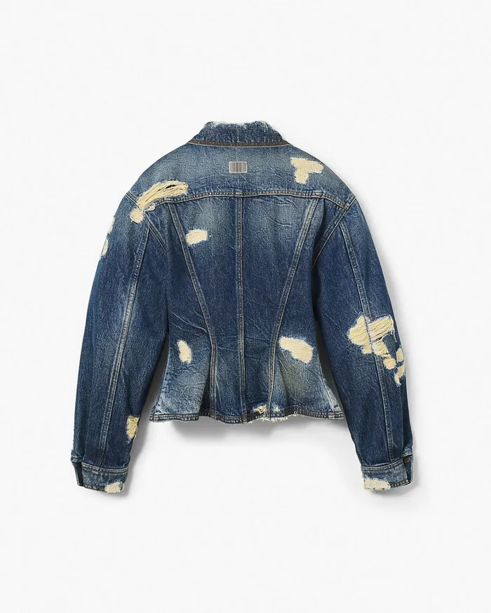 Marc Jacobs Outerwear Women The Rip And Repair Fluted Denim Jacket Punk Indigo