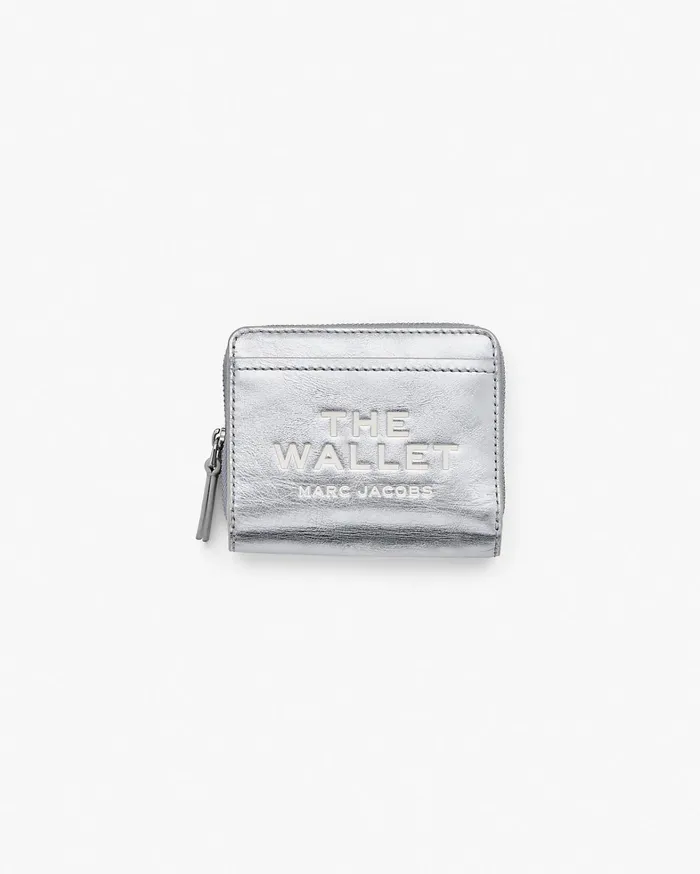 Marc Jacobs Small Wallets Women The Metallic Leather Mini Compact Wallet Metallic Silver Marc Jacobs Small Wallets Women The Metallic Leather Mini Compact Wallet Metallic Silver