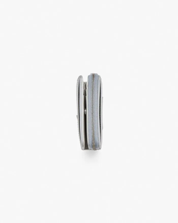 Marc Jacobs Small Wallets Women The Metallic Leather Mini Compact Wallet Metallic Silver