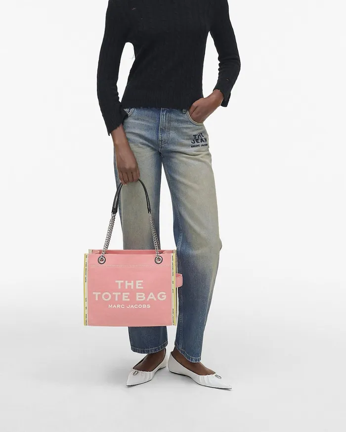 Marc Jacobs The Tote Bag Women The Denim Chain Medium Tote Bag Ribbon Pink