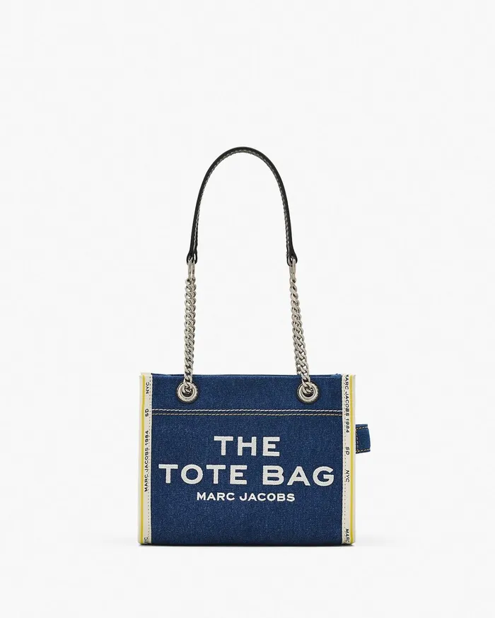 Marc Jacobs The Tote Bag Women The Denim Chain Small Tote Bag Dark Wash