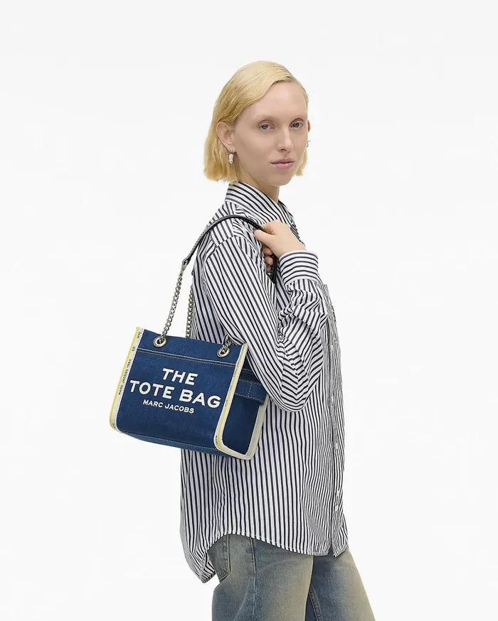 Marc Jacobs The Tote Bag Women The Denim Chain Small Tote Bag Dark Wash