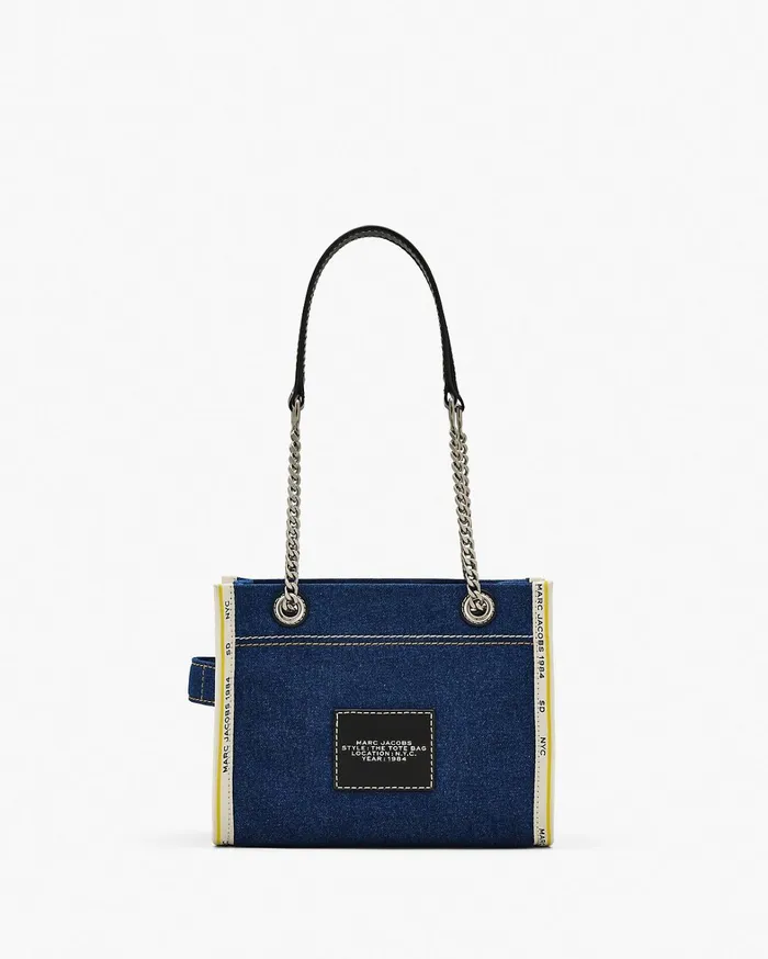 Marc Jacobs The Tote Bag Women The Denim Chain Small Tote Bag Dark Wash