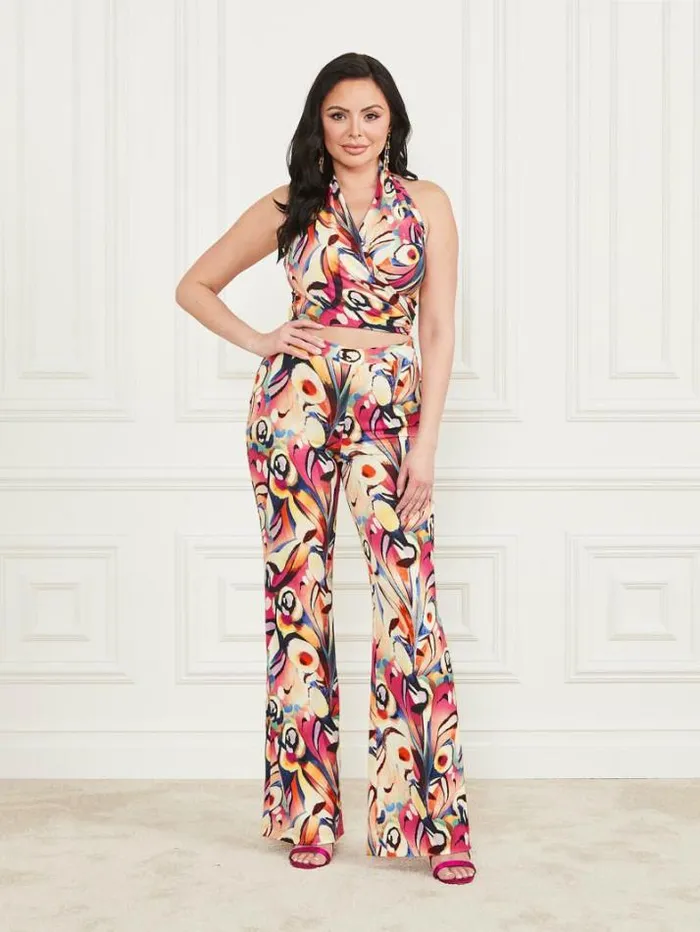 Marciano Anise Crop Halter Top Wonderland Print Women Tops And Sweaters