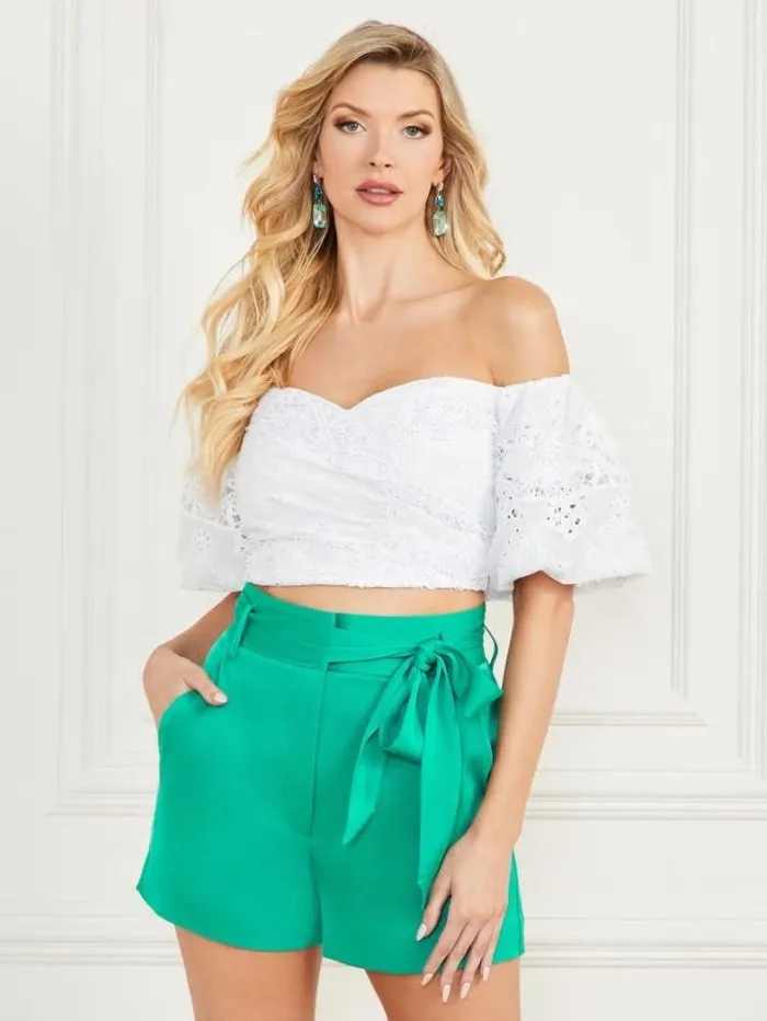Marciano Cassandra Crop Top Blanc Pur Women Tops And Sweaters
