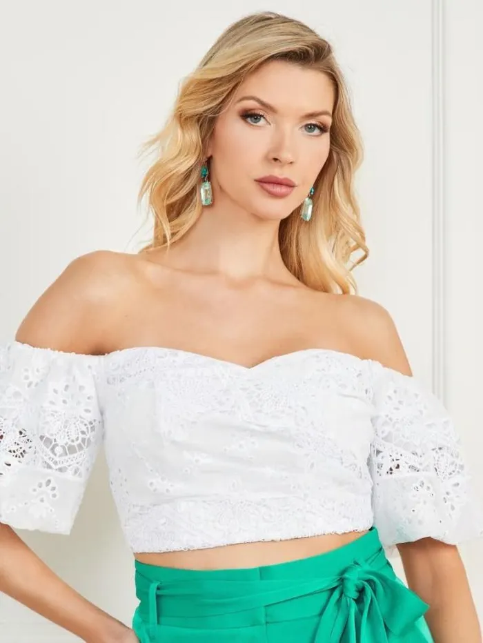 Marciano Cassandra Crop Top Blanc Pur Women Tops And Sweaters Marciano Cassandra Crop Top Blanc Pur Women Tops And Sweaters
