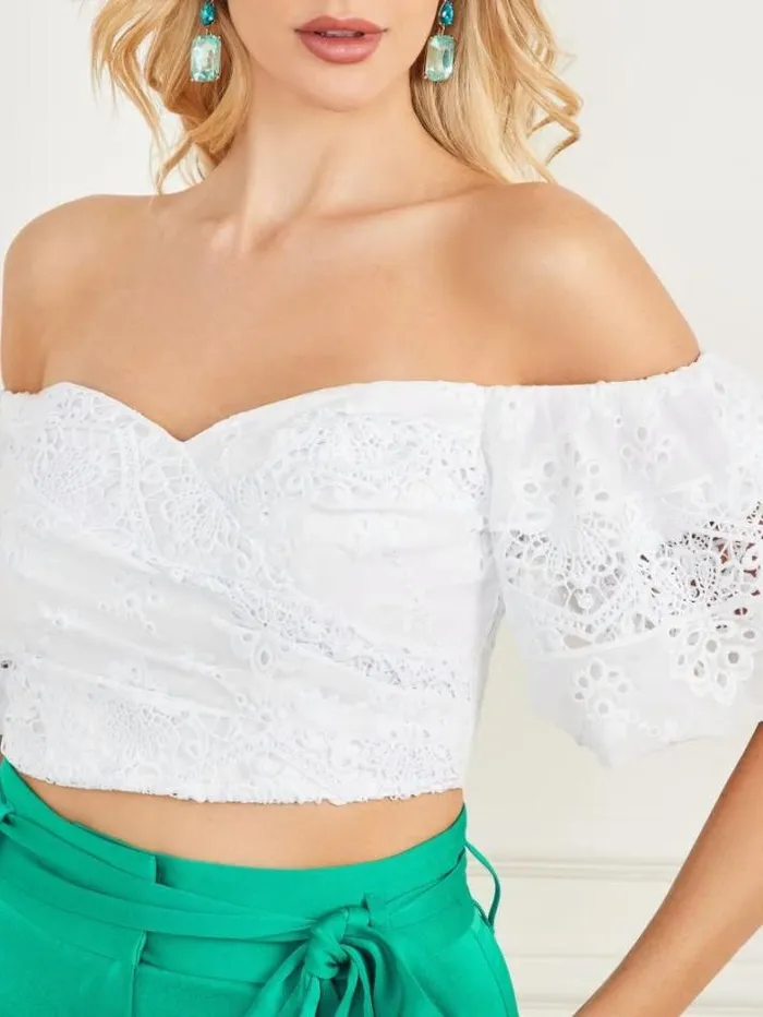 Marciano Cassandra Crop Top Blanc Pur Women Tops And Sweaters Marciano Cassandra Crop Top Blanc Pur Women Tops And Sweaters